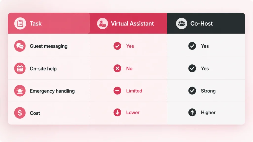 Task comparison virtual assistant vs. co-host