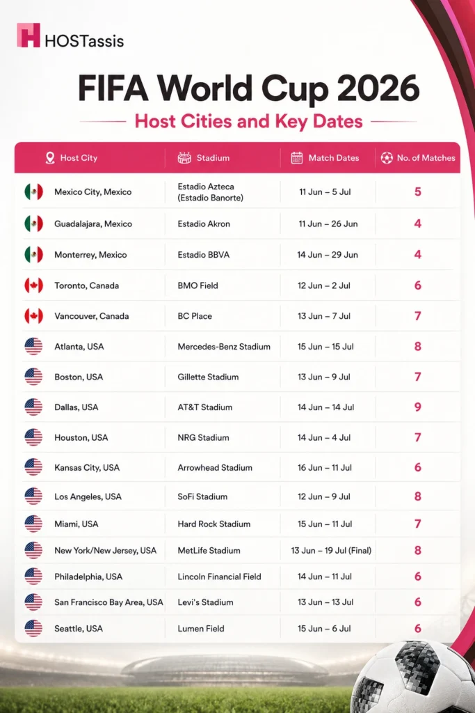 FIFA World Cup 2026 Host Cities and Key Dates
