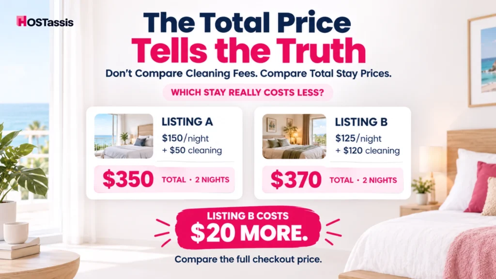 Don’t Compare Cleaning Fees. Compare Total Stay Prices.